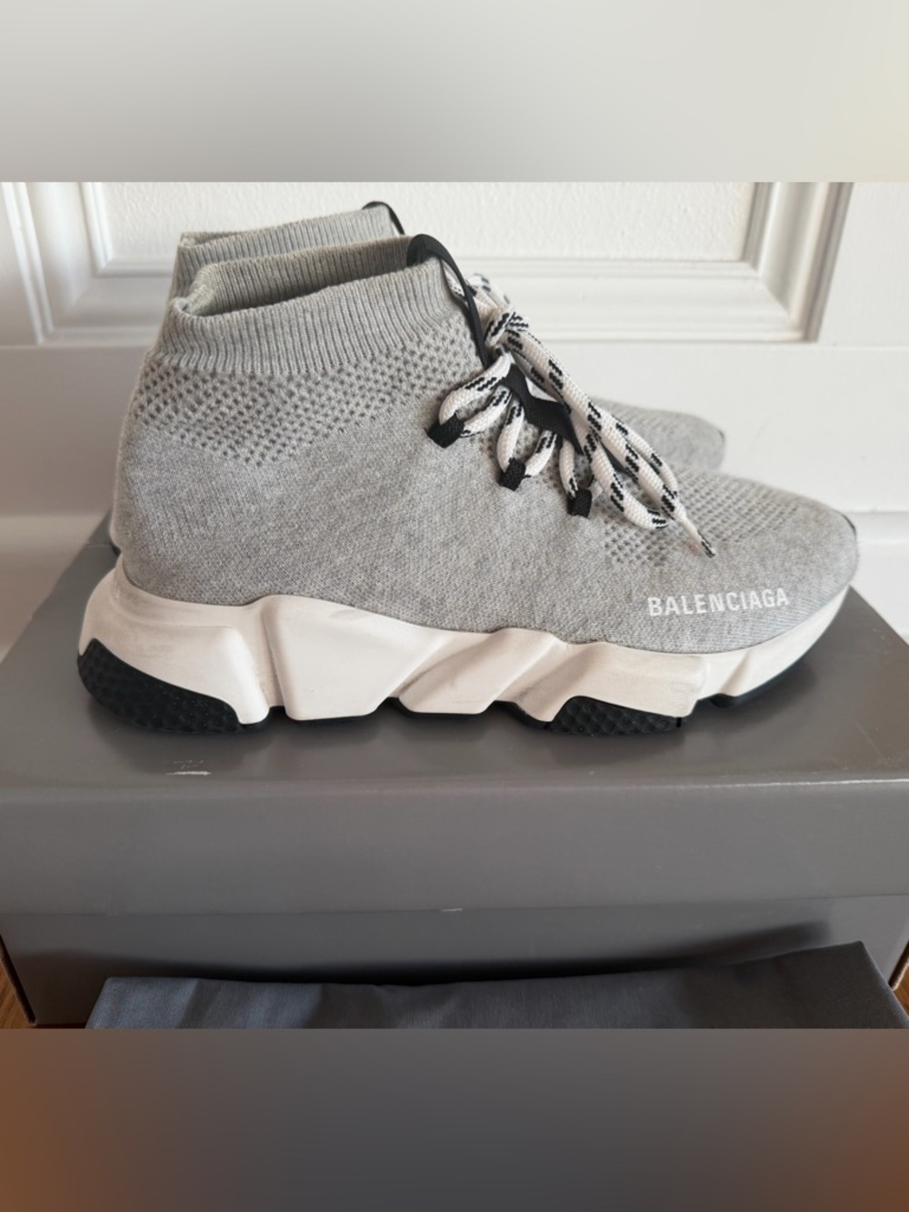 Balenciaga Speed Lace Grey Knit Sock Sneakers, size 38 - Picture 4 of 8